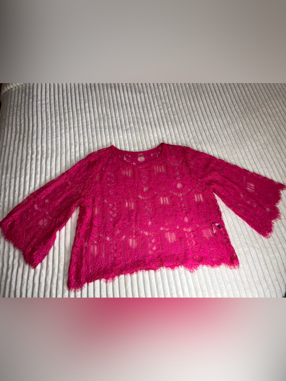 SHIEN Lace Overlay Women’s Crop Top Barbie Pink Size XL - Picture 6 of 11